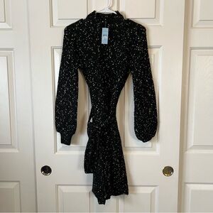 Ann Taylor Black and White Long Sleeve Dress